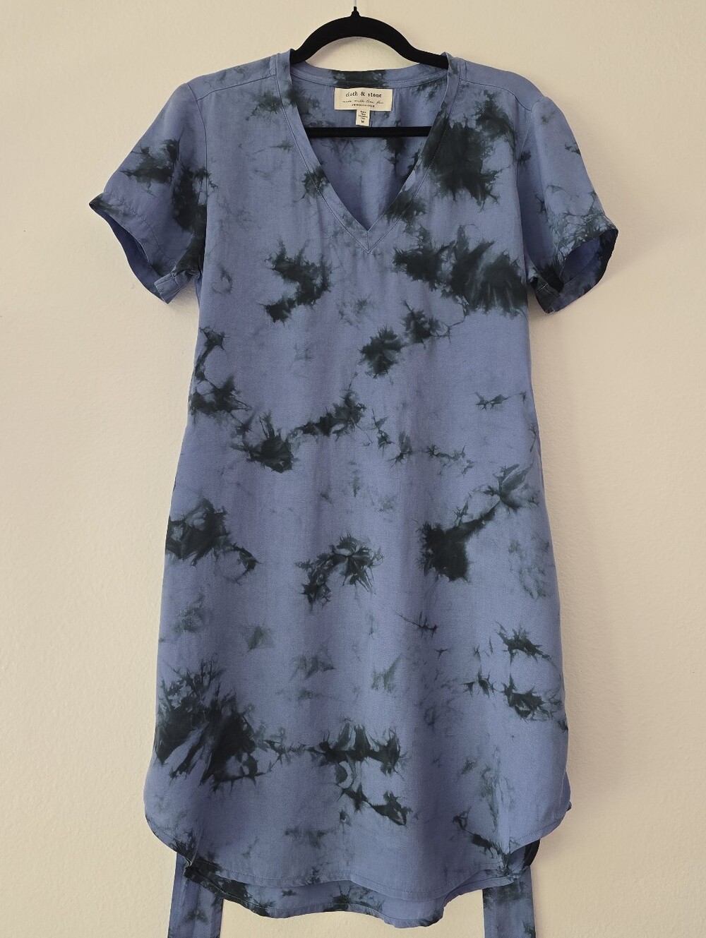 Cloth And Stone For Anthropologie Indigo Tie-Dye V-Neck Shirt Dress